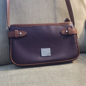 Ralph Lauren Deep Burgundy and Brown Crossbody Bag